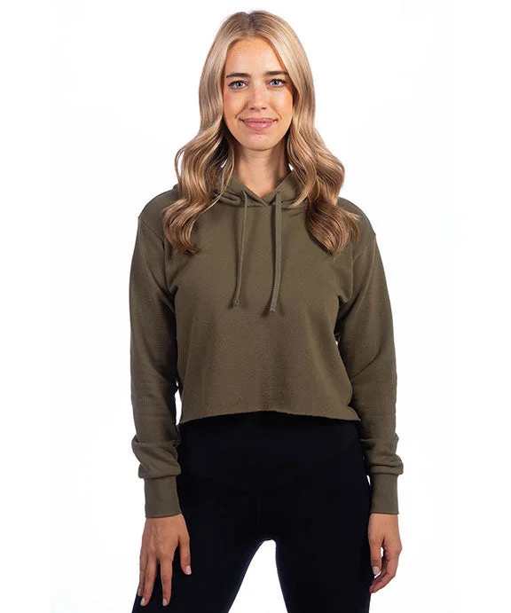 9384 - Next Level Ladies Cropped Pullover Hooded Sweatshirt | Military Green