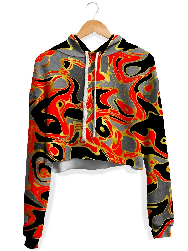 Abstract Journey Fleece Crop Hoodie