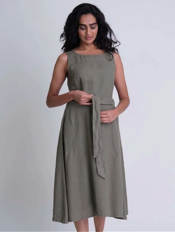 Women jumpsuits with a cinched waist for a defined silhouetteAdelia Linen Swing Dress | Olive Women jumpsuits with a cinched waist for a defined silhouetteAdelia Linen Swing Dress | Olive