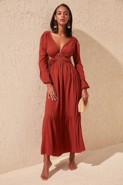 Sheath Women Dress with a Tailored Fit for a Professional LookAmelia Rust Dress
