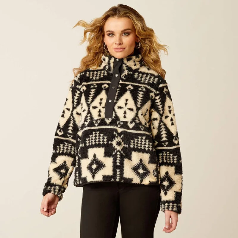 Women's hoodie with a glittery print for a glamorous and sparkly appearanceAriat P28268 Women's Berber Snap Front Sweatshirt Women's hoodie with a glittery print for a glamorous and sparkly appearanceAriat P28268 Women's Berber Snap Front Sweatshirt