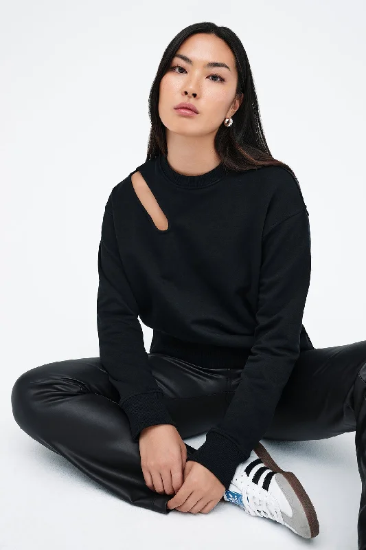 Women's quarter - zip sweatshirt made of organic cotton for eco - conscious fashionBartlett Cutout Sweatshirt Women's quarter - zip sweatshirt made of organic cotton for eco - conscious fashionBartlett Cutout Sweatshirt