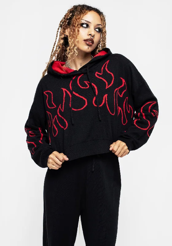 Women's fleece - lined hoodie with thumbholes for warmth in winterBlaze Crop Knit Hoody Women's fleece - lined hoodie with thumbholes for warmth in winterBlaze Crop Knit Hoody
