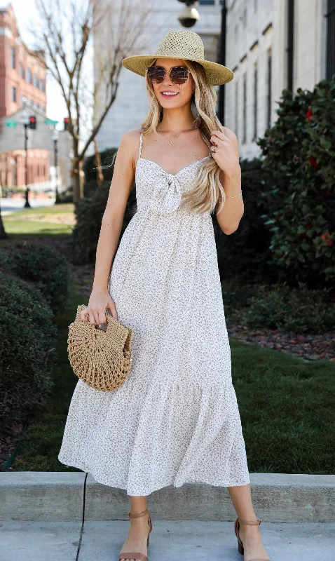 Ball Gown Women Dress with a Full Skirt for a Princess - like LookFINAL SALE - Blissfully Graceful Cream Floral Maxi Dress