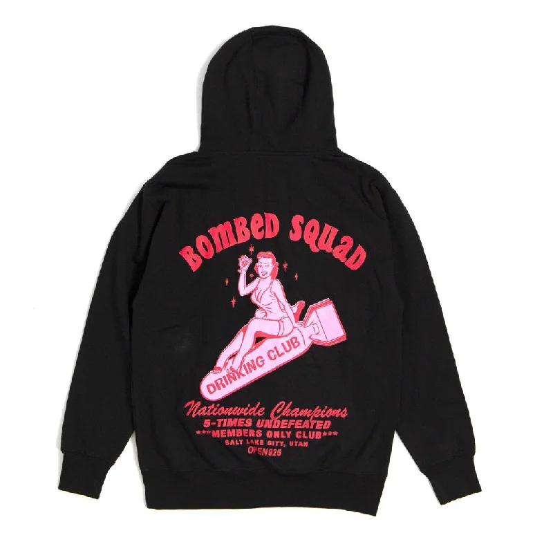 Women's oversized cropped hoodie with drawstrings for a trendy lookBombed Squad Hoodie Black Women's oversized cropped hoodie with drawstrings for a trendy lookBombed Squad Hoodie Black
