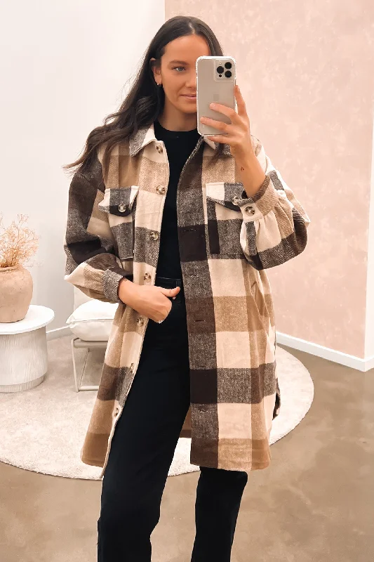 Women's denim jackets with distressed details for a casual and edgy lookBray Shacket Brown Women's denim jackets with distressed details for a casual and edgy lookBray Shacket Brown