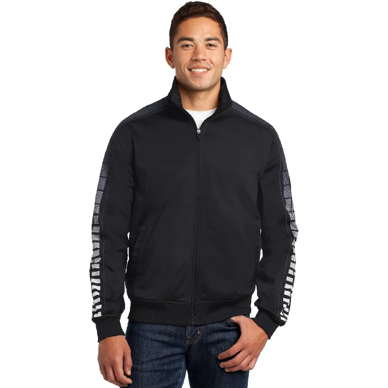 Women's cropped leather jackets with silver zippers for a punk - inspired outfitCLOSEOUT - Sport-Tek Dot Sublimation Tricot Track Jacket Women's cropped leather jackets with silver zippers for a punk - inspired outfitCLOSEOUT - Sport-Tek Dot Sublimation Tricot Track Jacket