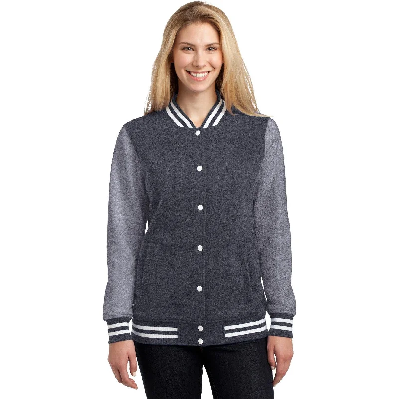 Women's moto jackets with a lace - up front for a unique and stylish touchCLOSEOUT - Sport-Tek Ladies Fleece Letterman Jacket Women's moto jackets with a lace - up front for a unique and stylish touchCLOSEOUT - Sport-Tek Ladies Fleece Letterman Jacket