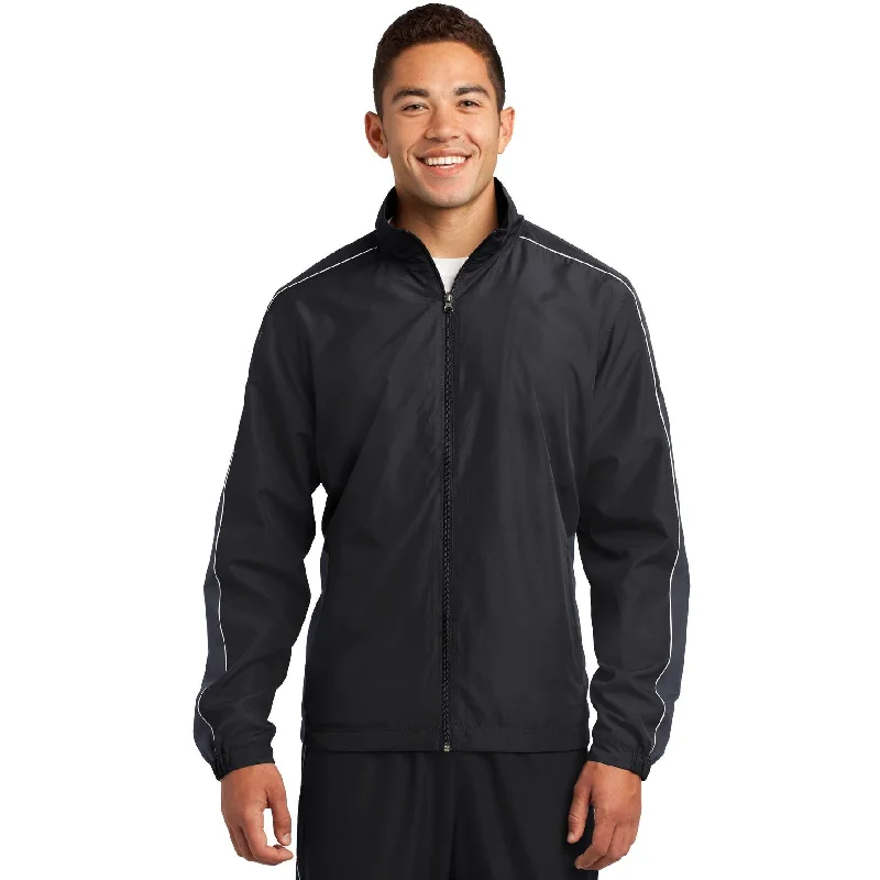 Women's windbreaker jackets with adjustable hoods for windy daysCLOSEOUT - Sport-Tek Piped Colorblock Wind Jacket Women's windbreaker jackets with adjustable hoods for windy daysCLOSEOUT - Sport-Tek Piped Colorblock Wind Jacket