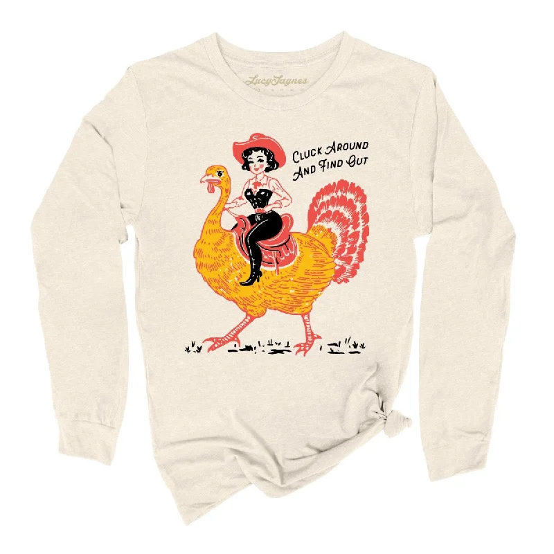 Women's oversized cropped hoodie with drawstrings for a trendy lookCluck Around & Find Out Long Sleeve Tee Women's oversized cropped hoodie with drawstrings for a trendy lookCluck Around & Find Out Long Sleeve Tee