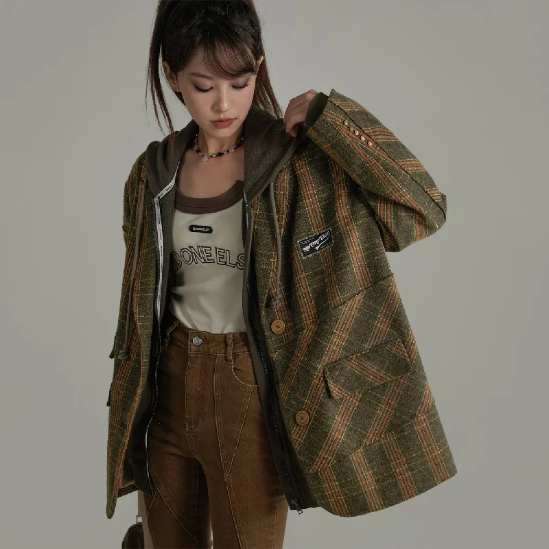 Women's faux fur - trimmed denim jackets for a trendy and cozy styleVintage Wool Check Overfit Jacket Women's faux fur - trimmed denim jackets for a trendy and cozy styleVintage Wool Check Overfit Jacket