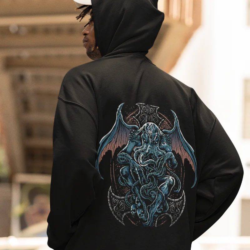Women's zip - front sweatshirt with contrast stitching for a sporty aestheticCTHULHU Monster - Premium Unisex Hoodie (Design on Back) Women's zip - front sweatshirt with contrast stitching for a sporty aestheticCTHULHU Monster - Premium Unisex Hoodie (Design on Back)