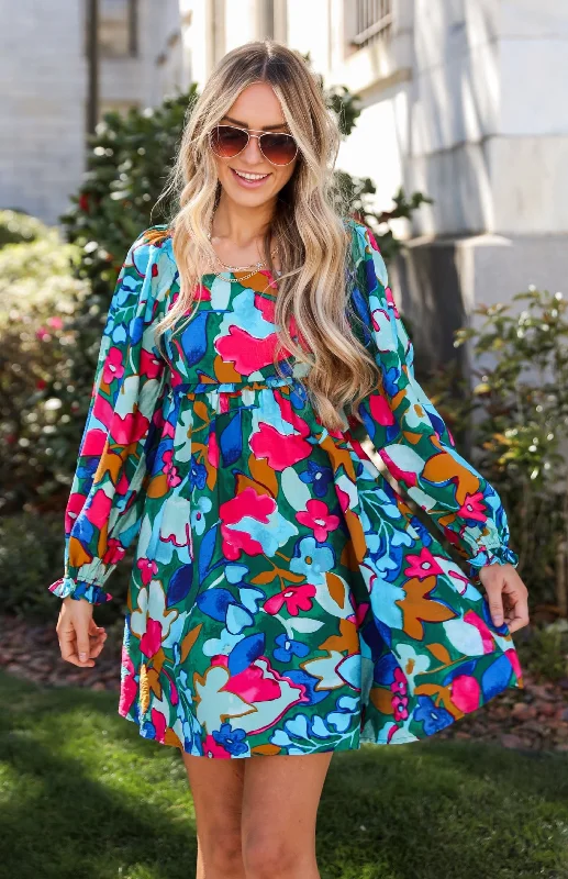 Plus Size Women Dress with a Flattering A - Line Cut for Comfort and StyleFINAL SALE - Daytime Delights Green Floral Mini Dress Plus Size Women Dress with a Flattering A - Line Cut for Comfort and StyleFINAL SALE - Daytime Delights Green Floral Mini Dress