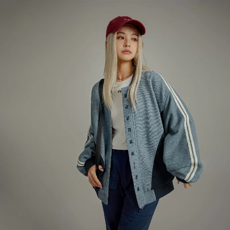 Women's bomber jackets with floral embroidery for a feminine and unique designNoe Vertical Logo Color Matching Loose Fit Jacket Women's bomber jackets with floral embroidery for a feminine and unique designNoe Vertical Logo Color Matching Loose Fit Jacket