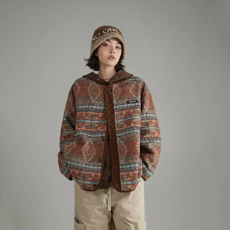 Women's long - line cardigan jackets in a soft knit for a cozy and elegant lookVintage Oversized Pattern Jacket Women's long - line cardigan jackets in a soft knit for a cozy and elegant lookVintage Oversized Pattern Jacket