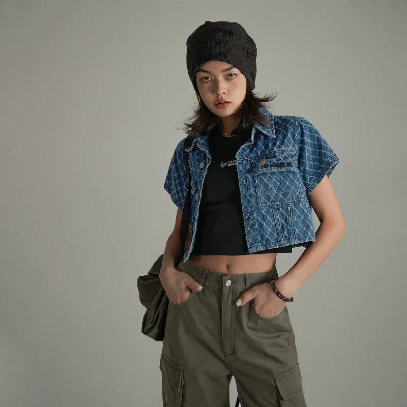 Women's quilted puffer jackets in a cropped silhouette for a modern twistArgyle Embroidered Denim Jacket Women's quilted puffer jackets in a cropped silhouette for a modern twistArgyle Embroidered Denim Jacket