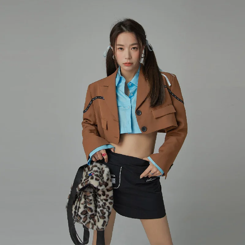 Women's cropped leather jackets with a fringe detail for a western - inspired outfitTwo-Button Cropped Jacket Women's cropped leather jackets with a fringe detail for a western - inspired outfitTwo-Button Cropped Jacket