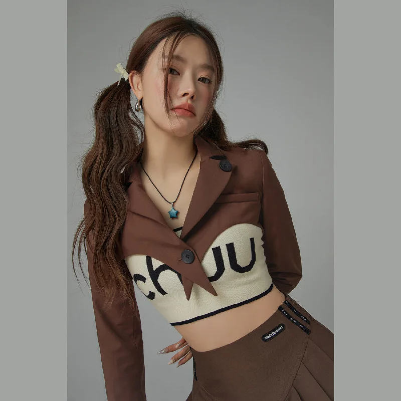 Women's military - style jackets with epaulets for a tough and fashionable appearanceOne Button Cropped Jacket Women's military - style jackets with epaulets for a tough and fashionable appearanceOne Button Cropped Jacket