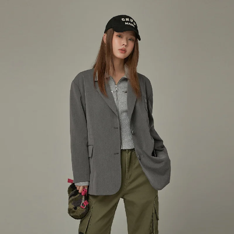 Women's military - style jackets with epaulets for a tough and fashionable appearanceVintage Loose Fit Blazer Jacket Women's military - style jackets with epaulets for a tough and fashionable appearanceVintage Loose Fit Blazer Jacket
