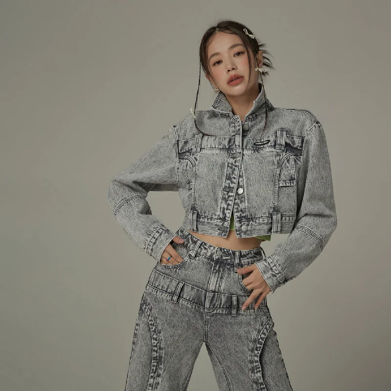 Women's cropped leather jackets with silver zippers for a punk - inspired outfitBack Cut Out Cropped Denim Jacket Women's cropped leather jackets with silver zippers for a punk - inspired outfitBack Cut Out Cropped Denim Jacket