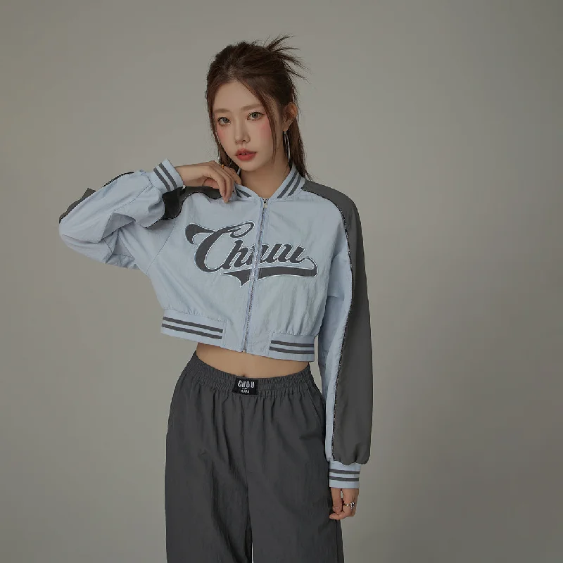 Women's bomber jackets with a holographic finish for a futuristic and eye - catching lookLogo Colored Zip-Up Varsity Jacket Women's bomber jackets with a holographic finish for a futuristic and eye - catching lookLogo Colored Zip-Up Varsity Jacket