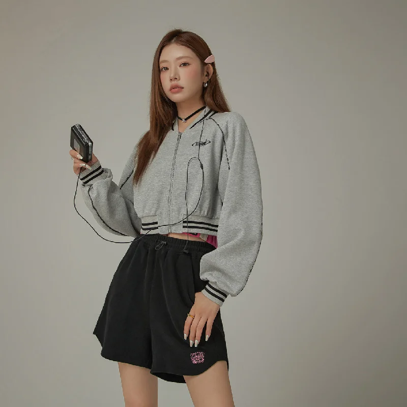 Women's military - style jackets with epaulets for a tough and fashionable appearanceVarsity Color Sporty Cropped Jacket Women's military - style jackets with epaulets for a tough and fashionable appearanceVarsity Color Sporty Cropped Jacket