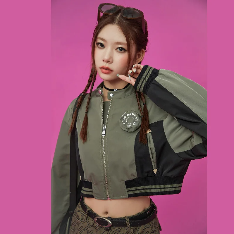 Women's military - style jackets with epaulets for a tough and fashionable appearanceLogo Varsity Crop Jacket Women's military - style jackets with epaulets for a tough and fashionable appearanceLogo Varsity Crop Jacket