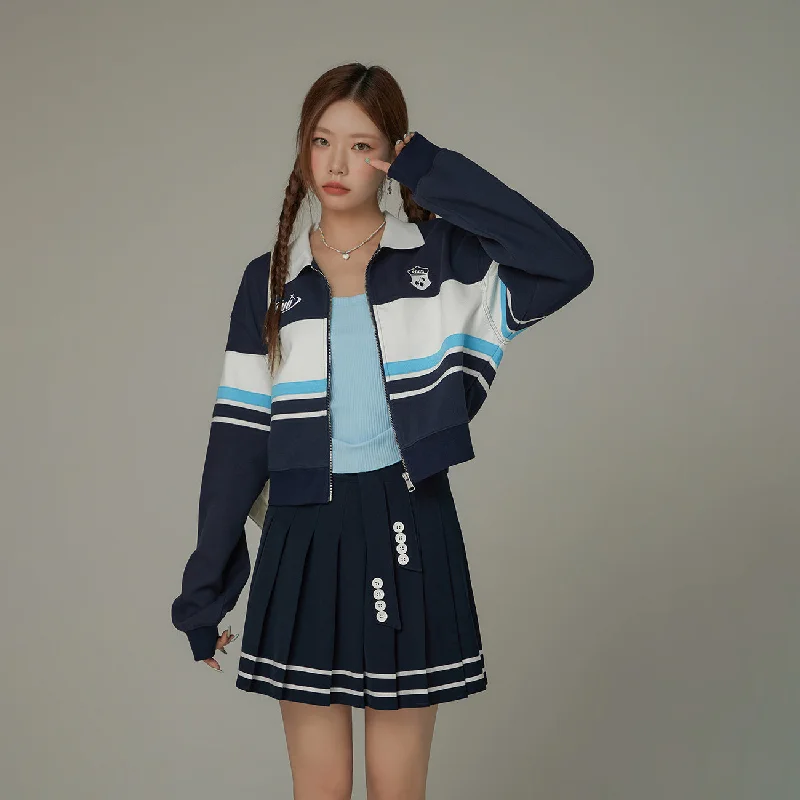 Women's long - length wool blend jackets for a warm and stylish winter lookLogo Sporty Zip-Up Boxy Jacket Women's long - length wool blend jackets for a warm and stylish winter lookLogo Sporty Zip-Up Boxy Jacket