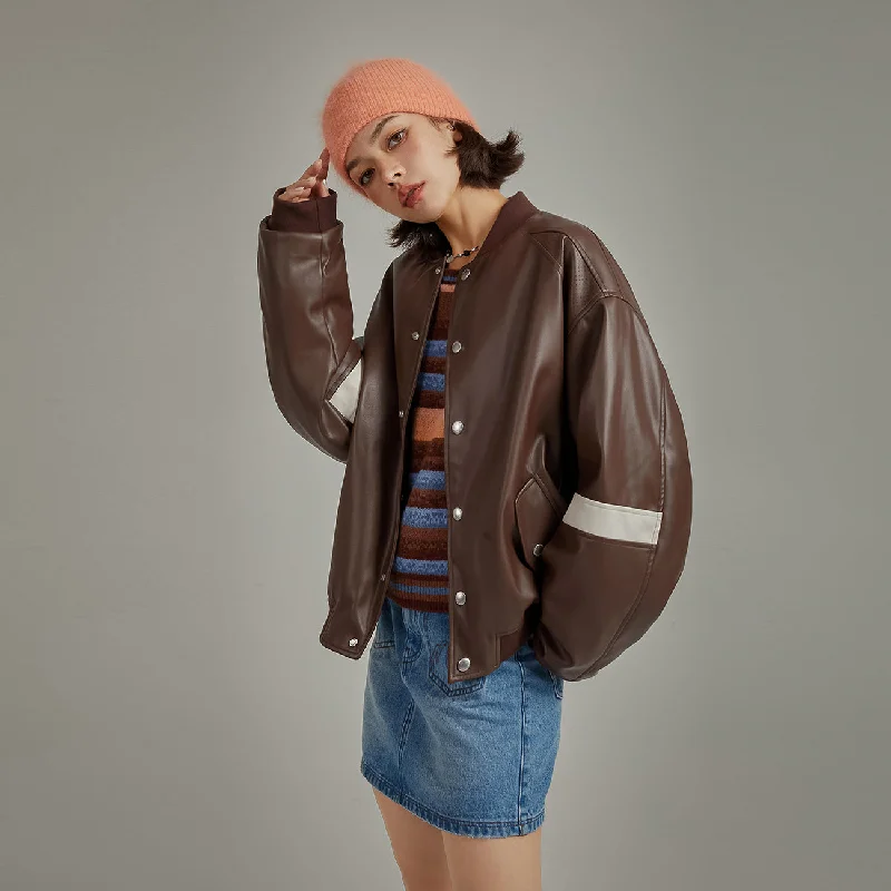 Women's denim jackets with distressed details for a casual and edgy lookColor Varsity Leather Jacket Women's denim jackets with distressed details for a casual and edgy lookColor Varsity Leather Jacket