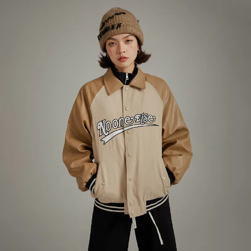 Women's double - breasted tweed jackets in classic colors for a sophisticated office lookLogo Multi Color Varsity Leather Jacket Women's double - breasted tweed jackets in classic colors for a sophisticated office lookLogo Multi Color Varsity Leather Jacket
