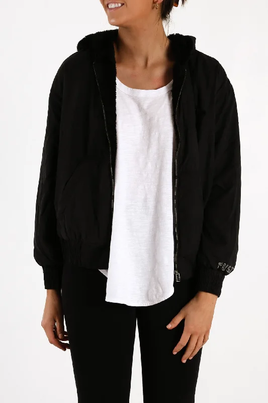 Women's faux fur - trimmed denim jackets for a trendy and cozy styleDynamic Jacket Black Women's faux fur - trimmed denim jackets for a trendy and cozy styleDynamic Jacket Black