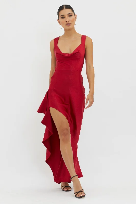 Sheath Women Dress with a Tailored Fit for a Professional LookEllianna Lace-Up Back Maxi Dress Red Sheath Women Dress with a Tailored Fit for a Professional LookEllianna Lace-Up Back Maxi Dress Red