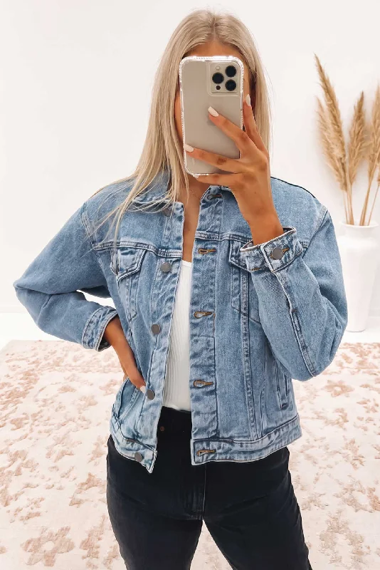 Women's long - length wool blend jackets for a warm and stylish winter lookFinley Denim Jacket Light Blue Women's long - length wool blend jackets for a warm and stylish winter lookFinley Denim Jacket Light Blue