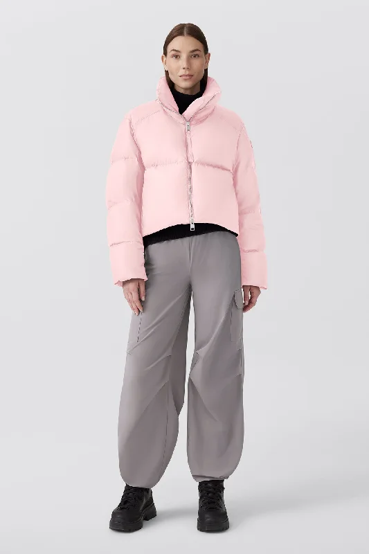 Women's quilted puffer jackets in a cropped silhouette for a modern twistGarnet Cropped Puffer Women's quilted puffer jackets in a cropped silhouette for a modern twistGarnet Cropped Puffer