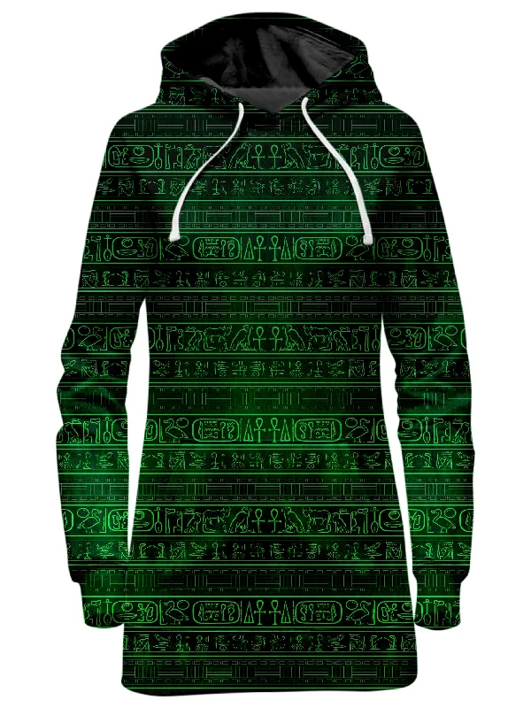 Green Glyphs Hoodie Dress