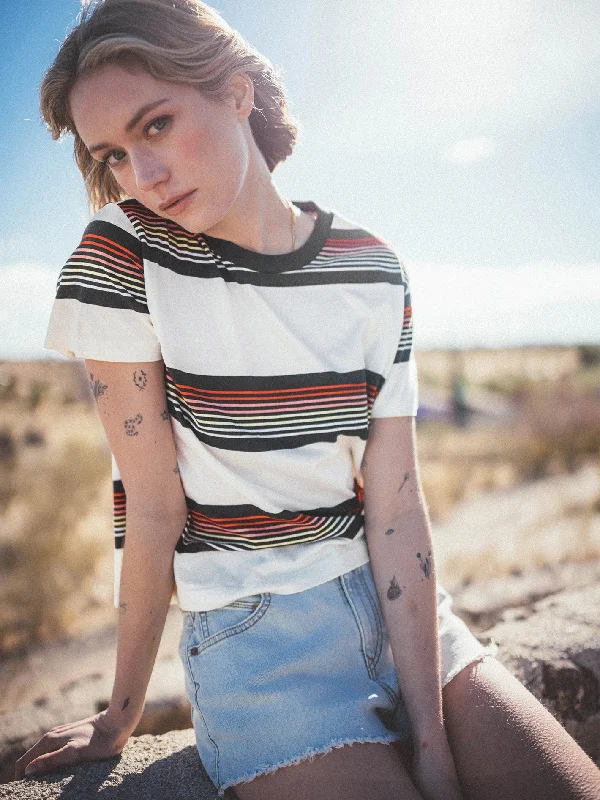 Women's faux fur - trimmed denim jackets for a trendy and cozy styleHalite Stripe Short Sleeve Shirt - Firecracker Women's faux fur - trimmed denim jackets for a trendy and cozy styleHalite Stripe Short Sleeve Shirt - Firecracker