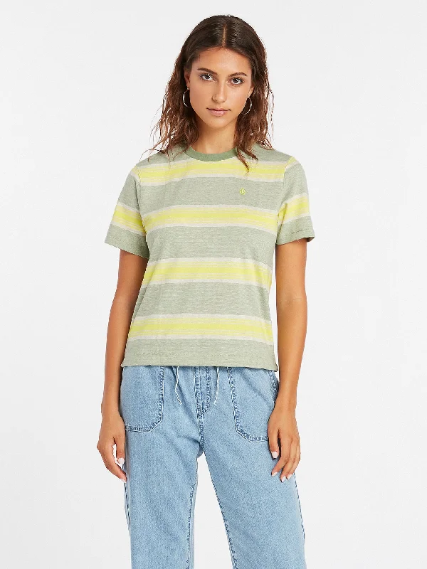 Women's military - style jackets with epaulets for a tough and fashionable appearanceHypen On Strypes Short Sleeve Top - Lime