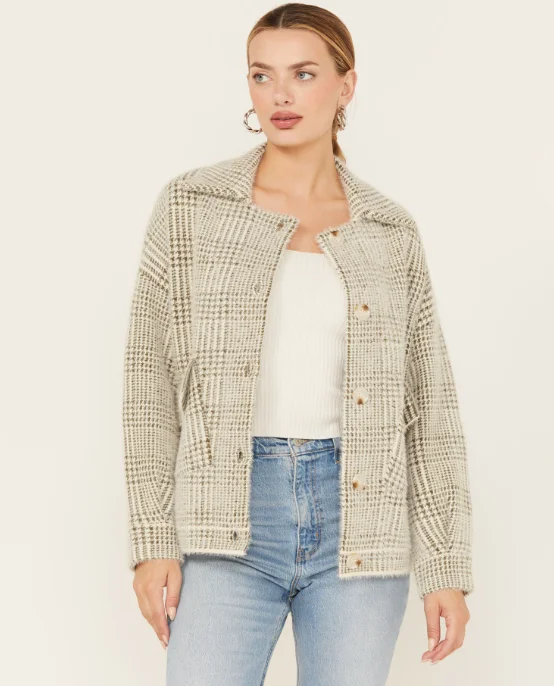 Women's military - style jackets with epaulets for a tough and fashionable appearanceIvory Brown Lola Plaid Jacket Women's military - style jackets with epaulets for a tough and fashionable appearanceIvory Brown Lola Plaid Jacket