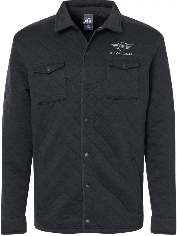 Women's cropped leather jackets with a fringe detail for a western - inspired outfitJ. America Quilted Jersey Shirt Jacket Women's cropped leather jackets with a fringe detail for a western - inspired outfitJ. America Quilted Jersey Shirt Jacket