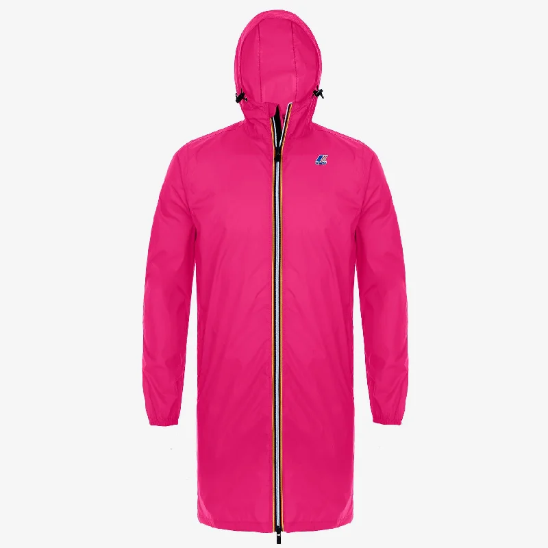 Women's windbreaker jackets with adjustable hoods for windy daysEiffel - Unisex Waterproof Packable Long Rain Jacket in Fuchsia Fluo