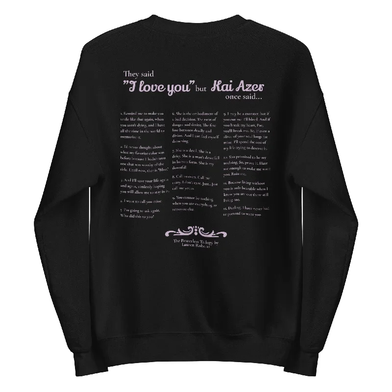 Women's long - sleeve cropped sweatshirt with ribbed cuffs for a snug fitKai Azer Book Quotes Embroidered Sweatshirt Women's long - sleeve cropped sweatshirt with ribbed cuffs for a snug fitKai Azer Book Quotes Embroidered Sweatshirt