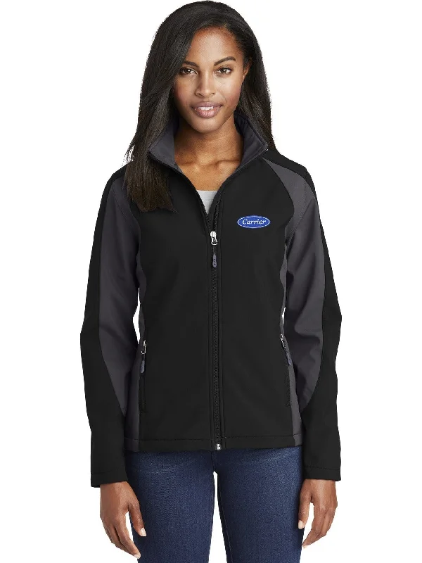 Women's moto jackets with a lace - up front for a unique and stylish touchSport-Tek Ladies Colorblock Soft Shell Women's moto jackets with a lace - up front for a unique and stylish touchSport-Tek Ladies Colorblock Soft Shell