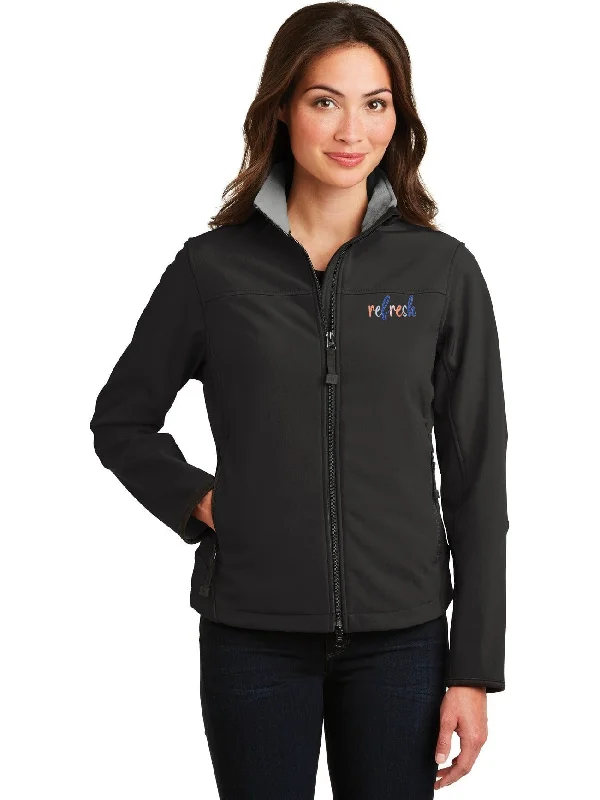 Women's cropped leather jackets with a fringe detail for a western - inspired outfitPort Authority Ladies Glacier Soft Shell Women's cropped leather jackets with a fringe detail for a western - inspired outfitPort Authority Ladies Glacier Soft Shell