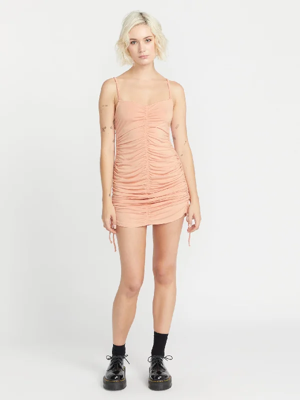 Women's moto jackets with a lace - up front for a unique and stylish touchLe Doja Chat Dress - Clay Women's moto jackets with a lace - up front for a unique and stylish touchLe Doja Chat Dress - Clay
