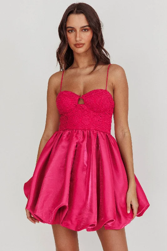 Halter Neck Women Dress to Show Off the Shoulders and NecklineLucia Bubble Skirt Mini Dress Hot Pink