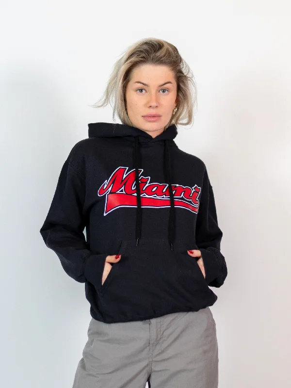 Women's sweatshirt with a mesh panel insert for breathability during workoutsMIAMI SPORT HOODIE - SORT Women's sweatshirt with a mesh panel insert for breathability during workoutsMIAMI SPORT HOODIE - SORT