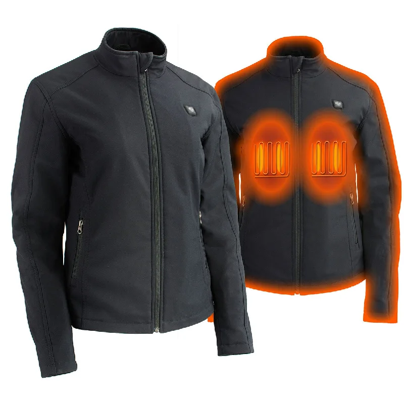 Women's military - style jackets with epaulets for a tough and fashionable appearanceNexgen Heat MPL2760SET Women's Black 'Heated' Soft Shell Zipper Front Heated Jacket for Riding Hunting w/ Battery Women's military - style jackets with epaulets for a tough and fashionable appearanceNexgen Heat MPL2760SET Women's Black 'Heated' Soft Shell Zipper Front Heated Jacket for Riding Hunting w/ Battery
