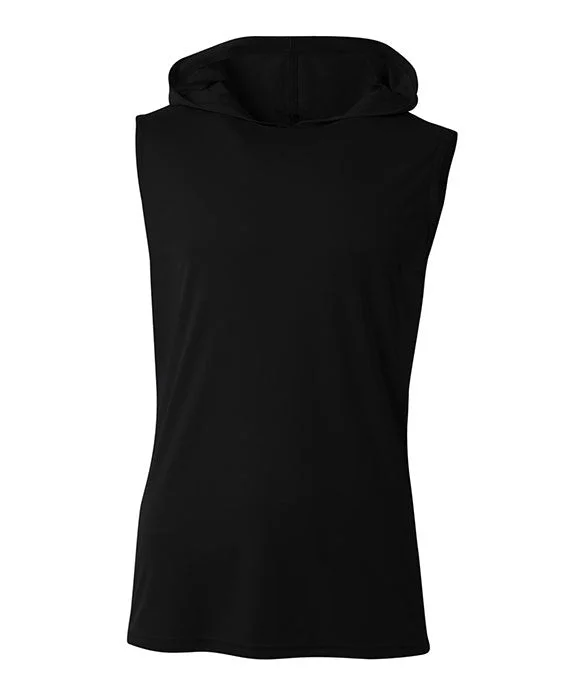 Women's tie - front hoodie in a lightweight fabric for summer layeringN3410 - A4 Mens Cooling Performance Hooded Tank Top | Black