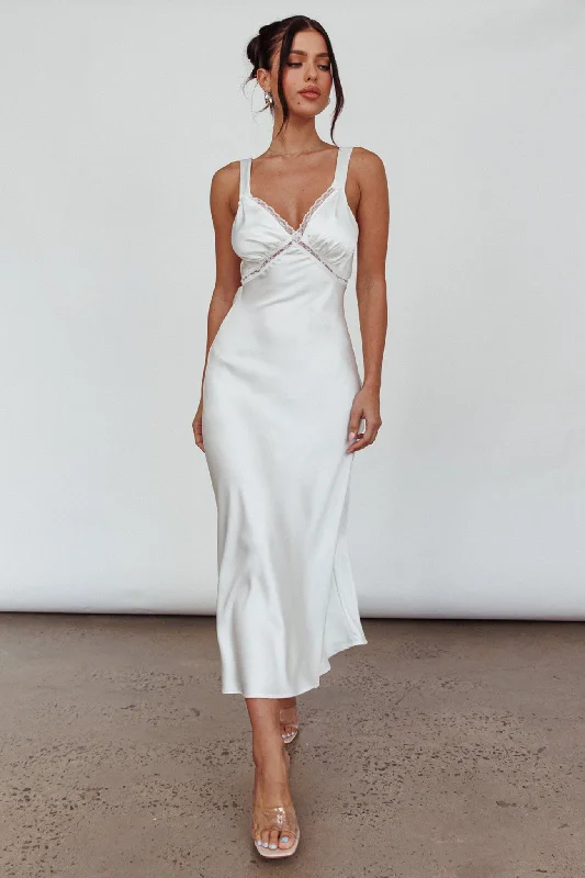 Backless Women Dress for a Sexy and Alluring Look at Evening EventsNyah Lace Trim Midi Dress Off White Backless Women Dress for a Sexy and Alluring Look at Evening EventsNyah Lace Trim Midi Dress Off White