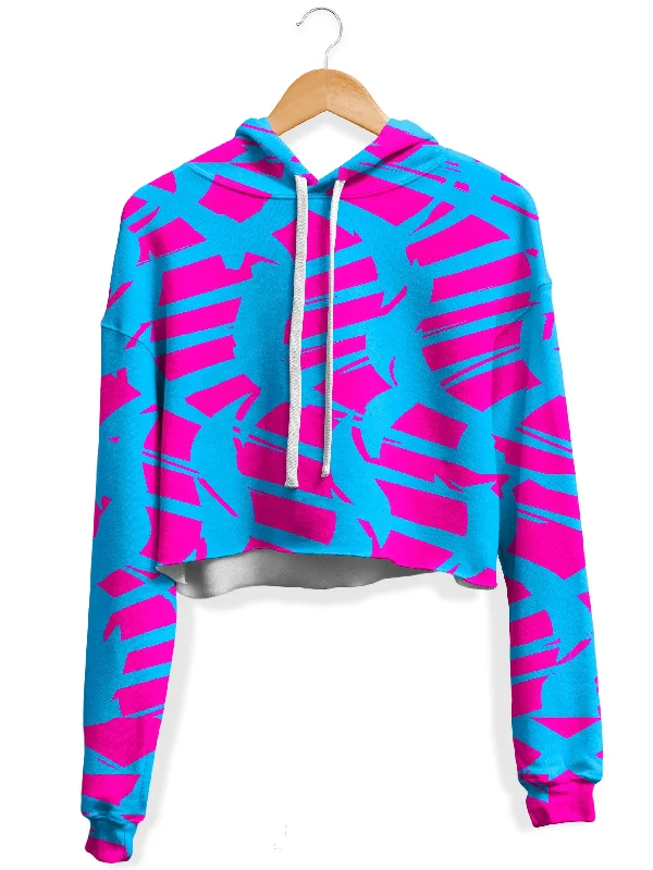 Women's zip - up sweatshirt in pastel blue for a soft and stylish outfitPink and Blue Squiggly Rave Checkered Fleece Crop Hoodie Women's zip - up sweatshirt in pastel blue for a soft and stylish outfitPink and Blue Squiggly Rave Checkered Fleece Crop Hoodie